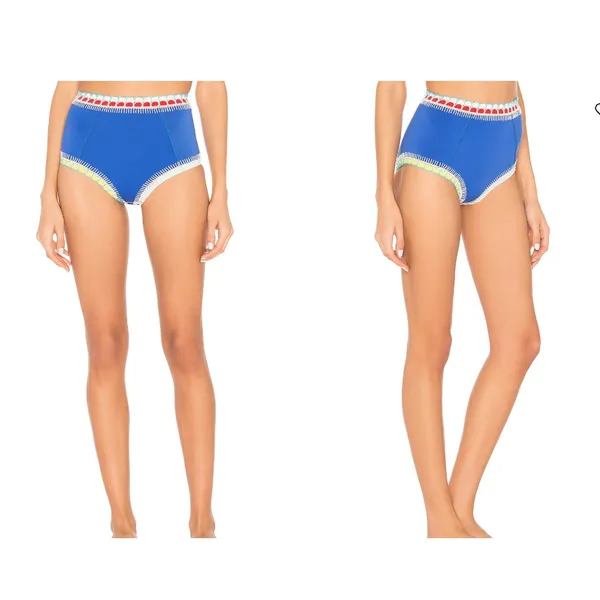Kiini Crochet Trim High Waisted Bikini Bottom Blue Size S - Image 8