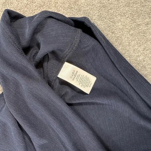 Rachel Zoe Ribbed Knit Blouson Dress Women's XS Navy Blue Side Ties Short Sleeve - Image 7