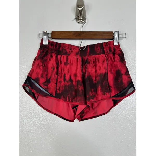 Lululemon Hotty Hot Short II 2.5 Game Day Red Black Multi Running Shorts Size 4 - Image 4