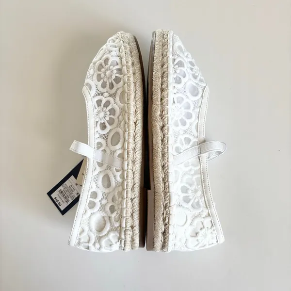 Universal Threads Celia White Floral Lace Mary Jane Espadrille Flats Women's 8.5 - Image 5