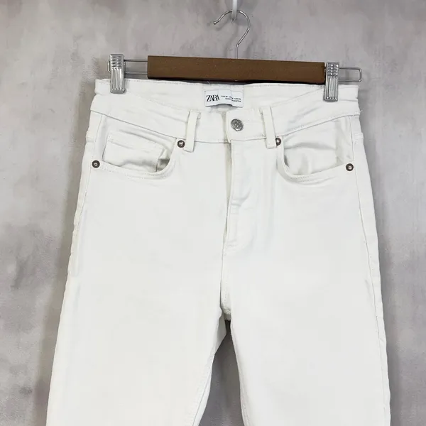 Zara Flare Jeans Womens 6 Stretch‎ Minimalist Indie Festival Clean Girl Urban - Image 2