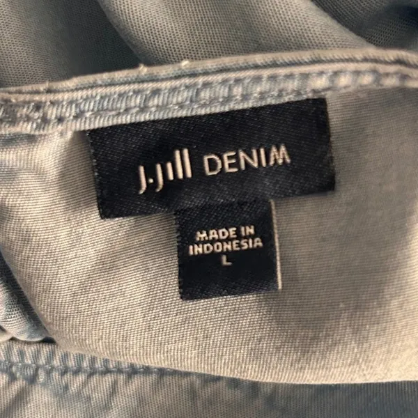 J Jill Womens Chambray Blouse Size Large Bohemian Tencel Denim Bell Angel Sleeve - Image 6