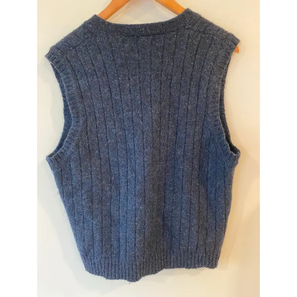 Club Room 100% Pure Wool Black Button Front Sweater Vest Men's Large Preppy - Image 2
