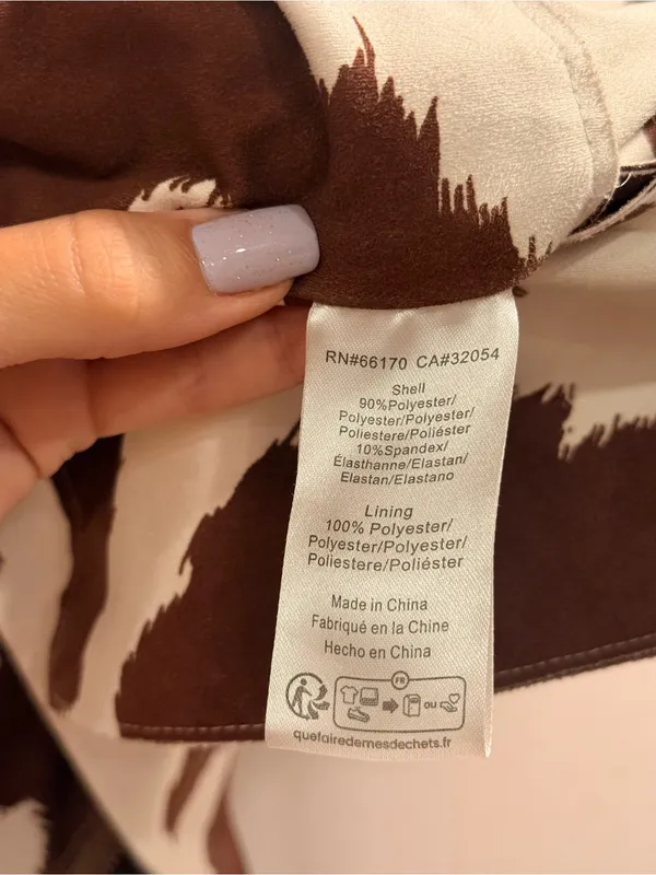 Hutch Brown & White Cow Print Vegan Suede Leather Moto Jacket Size XS - Image 13