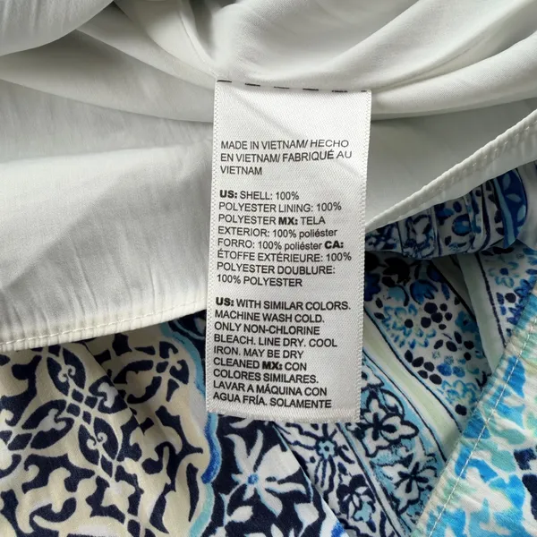 Chicos Blue Patchwork Tile Print Sleeveless‎ Maxi Dress Tiered Boho Sz 1 US 8/10 - Image 5