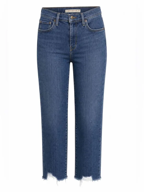 Levi’s 724 High Rise Straight Crop Jeans Size 29 Raw Hem - Image 2