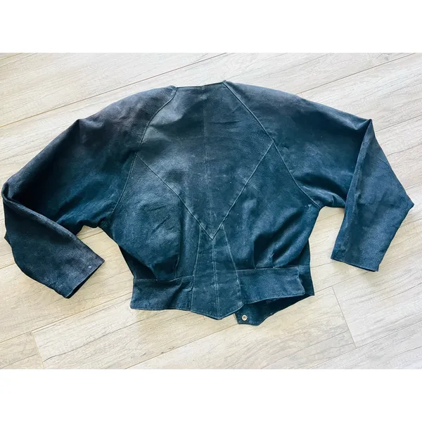 Wilson’s Suede Leather Black Bolero‎ Style Jacket Snap Front Small Motorcycle - Image 9