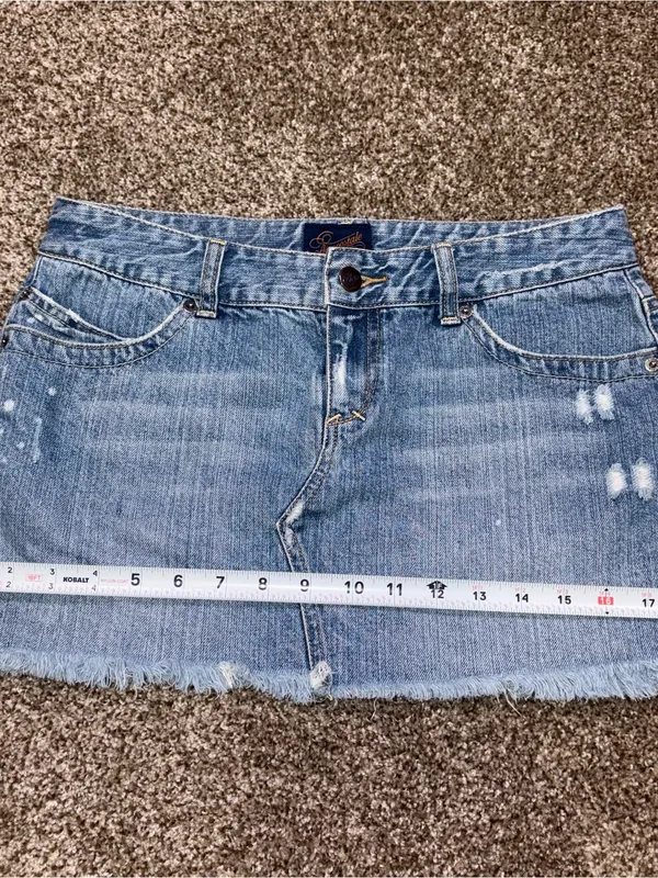 Aeropostale Light Blue Distressed Denim Mini Skirt - Image 5
