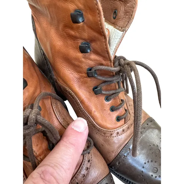 Tano Italian Made Womens Brown Leather Lace-Up Ankle Boots Size 6.5 SKU8151 - Image 6