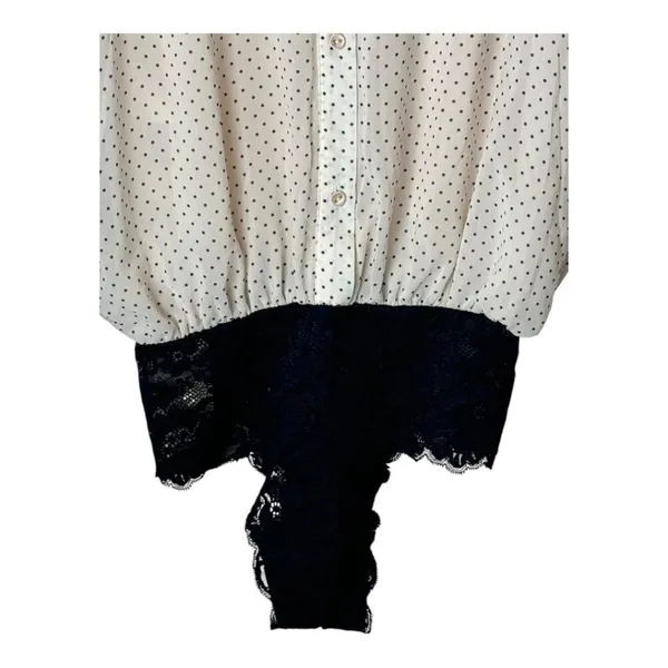 HAH Hot As Hell Bodysuit Women Small Black White Polka Dot Heavy Knecking‎ NWT - Image 8