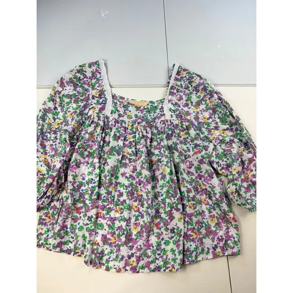 Hope & Harlow Floral‎ Print Square Neck Long Sleeve Blouse Top L - Image 4