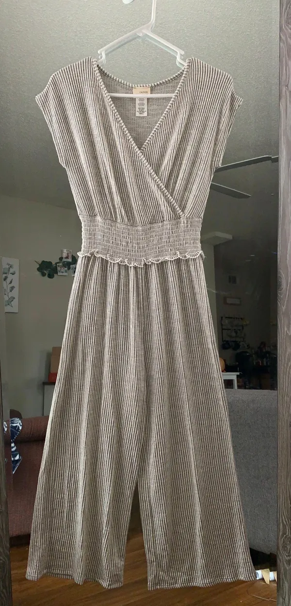 Grey Striped Jumpsuit Gray - Image 2