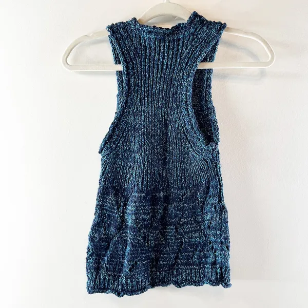 Pilcro Anthropologie Sweater Knit Tank Top Blue Small - Image 4