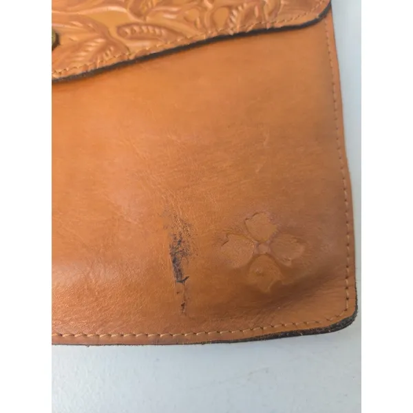 Patricia Nash Embossed Brown Leather Clutch Purse Bag Flap Snap - Image 2