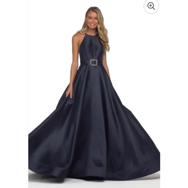 Sherri Hill 53659 Mikado A-Line Halter Gown‎ – Size 4 – Navy – NWT - Image 3