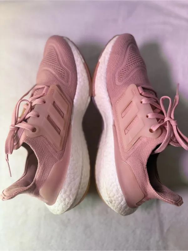 adidas Women’s Pink Knit Running Sneaker - Image 8