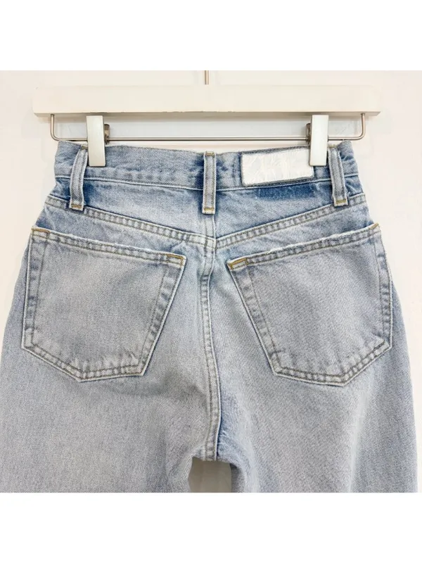 ReDone Jeans Size 24 Light Worn‎ 70s Bootcut Distressed Button Fly Flare Capsule - Image 9