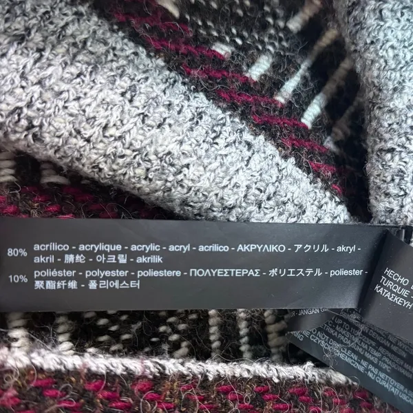 Zara Knit Oversized Sweater Jacket Chunky Slouchy Duster Burgundy Gray Small S - Image 9