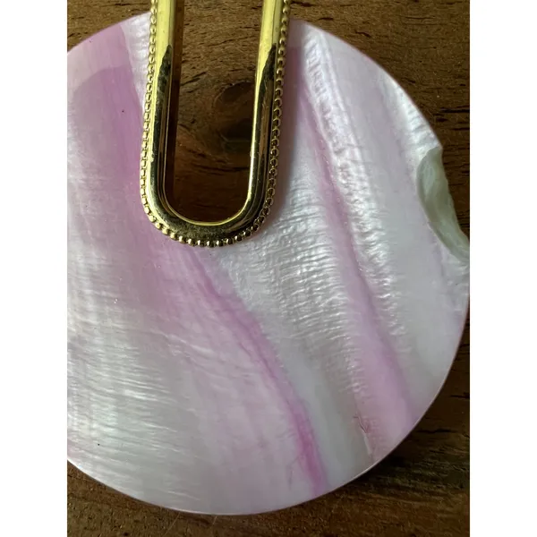 Kendra Scott Diane Earrings gold pink mother-of-pearl statement modern circle - Image 3