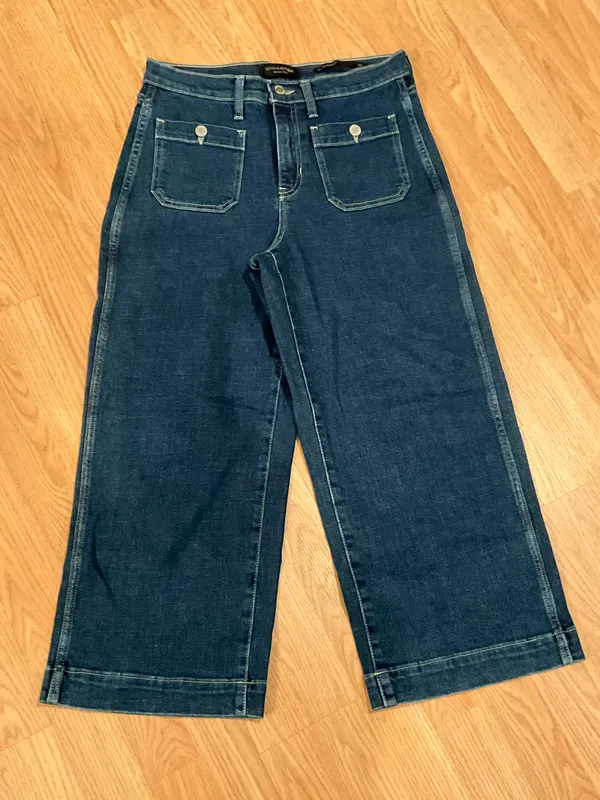 Banana Republic Premium Denim High Rise Wide Leg Crop Jeans 28P - Image 2