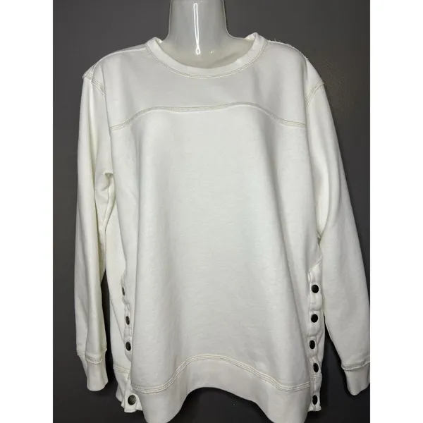 Abercrombie & Fitch Sweatshirt Womens Medium White Soft A&F Fleece Side Snap - Image 2