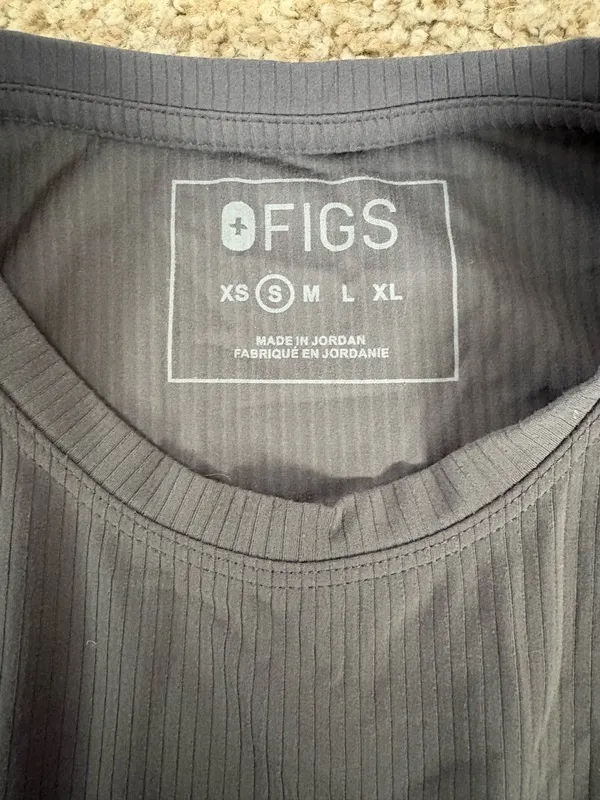 FIGS Ribbed Long Sleeve Underscrub Charcoal - Image 2