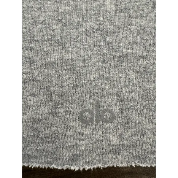 Alo Yoga Effortless Gray Cropped Hoodie heathered grey size small - Image 10