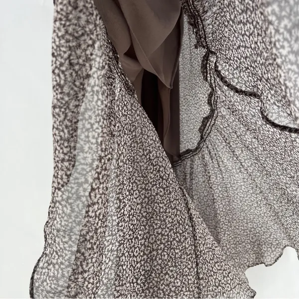 Joie‎ Sheer Silk Floral Button Front Tie Waist Dolman Puff Sleeve Midi Dress S - Image 9