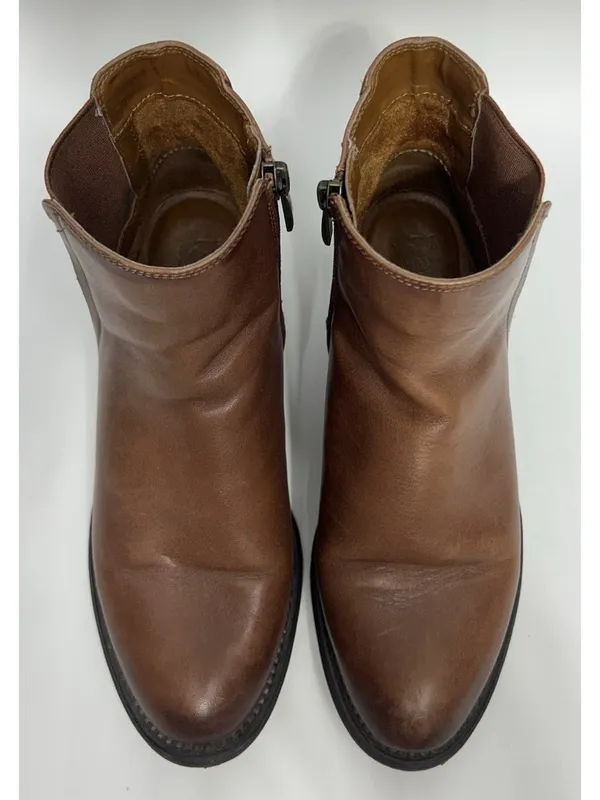 Franco Sarto Leather Ankle Boots Size 7.5 Brown Horrace Chelsea Booties Slip On - Image 3