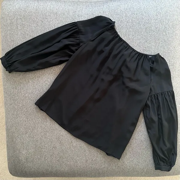 FRAME 100% Silk Black Balloon Sleeve Blouse Top Small - Image 4