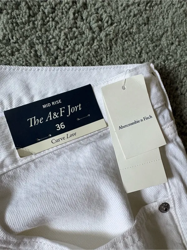 Abercrombie & Fitch The A&F Jort Curve Love Mid Rise Shorts NWT Size 36 White - Image 8
