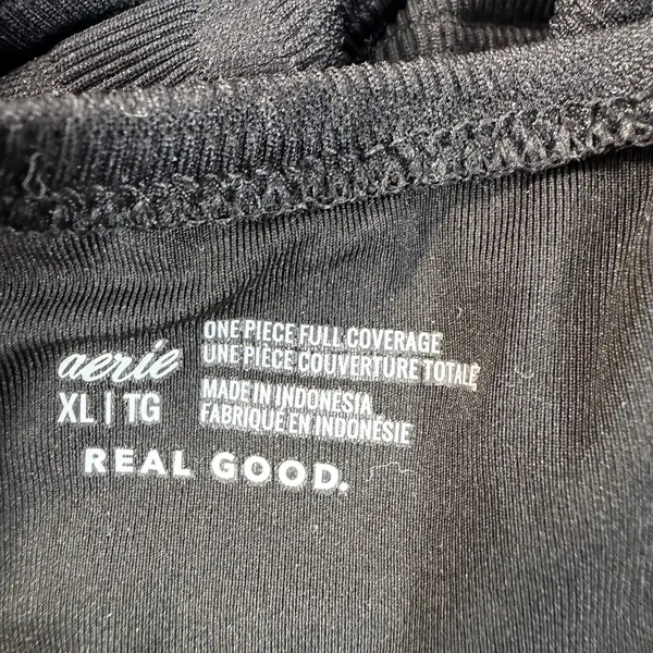 Aerie Women's XL Black Textured Halter One Piece Swimsuit Full Coverage New - Image 9