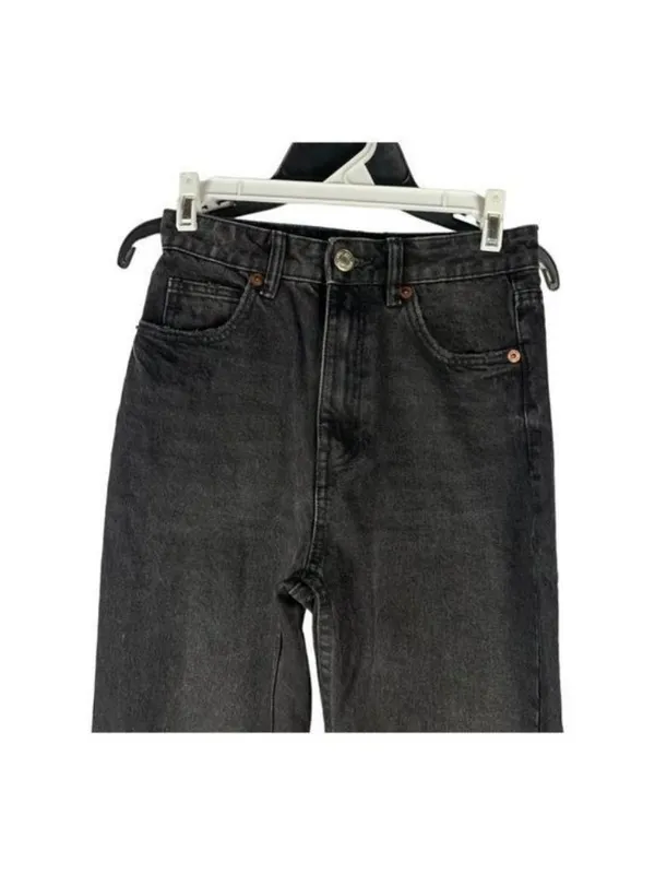 Zara Womens High Waisted Black Distressed Jeans Size 24 Cotton Denim Casual Fit - Image 2