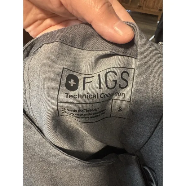FIGS Scrub Top Womens Small Grey Technical Collection Mandarin Collar W18SW1010 - Image 4