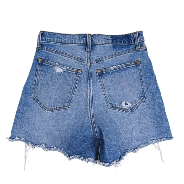 Abercrombie & Fitch Dad Short High Rise Size 25(0) Blue Raw Hem Distressed Denim - Image 2