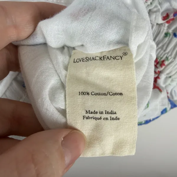 LoveShackFancy Bennett Mini Dress XS blue Notte Floral Cotton Cottage Boho Beach - Image 10
