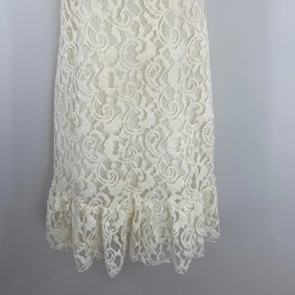 Free People Cream Lace Halter Ruffle Mini Dress Women XS Boho Festival Baby doll - Image 3