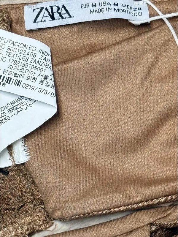 Zara NWT Brown Velvet Bralette V-Neck Crop Top S Coquette Whimsygoth Y2K - Image 4
