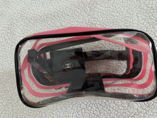 Victoria's Secret clear pink strip Cosmetic Bag - Image 5
