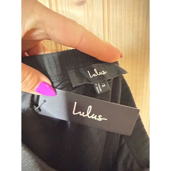 NWT Lulus Leisurely Moments Black Ribbed Knit Strapless Lounge Romper Casual M - Image 7