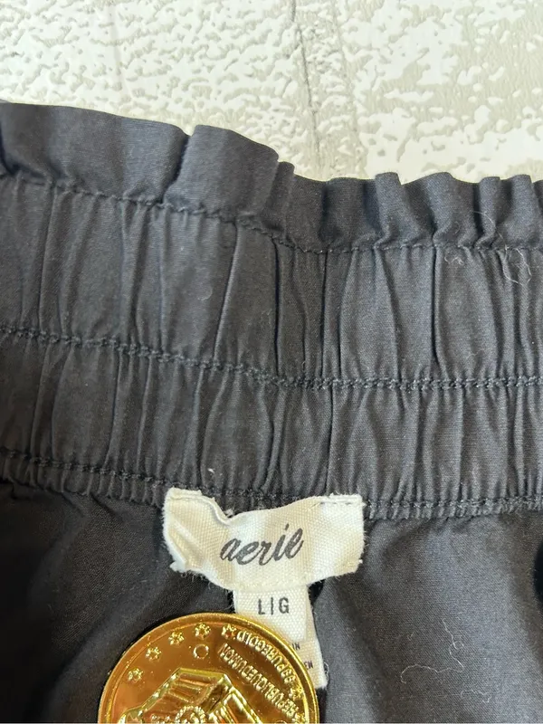 aerie Black Cotton Elastic-Waist Athletic Shorts - Image 3