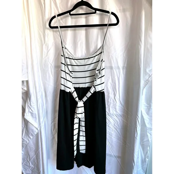 SheIn Womens 2XL Black White Contrast Dress‎ Minimalist Chic Striped Midi Dress - Image 4