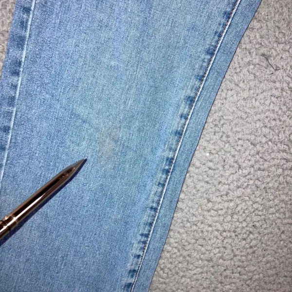 High Waist Straight Leg Jeans Women 25x28.5 Blue Retro Y2K Indie Released Hem - Image 4