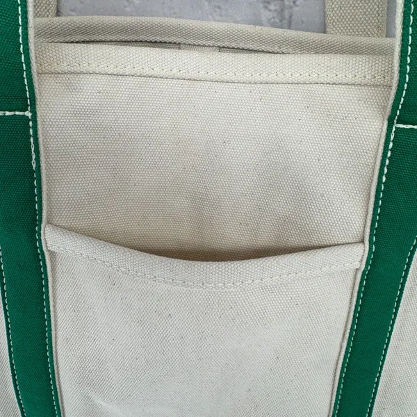 Lands' End Tote Bag Brighton Maui 2014 Cream & Green Canvas Open Top Pockets - Image 5