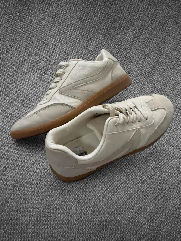 Cream Retro Gum Sole Casual Sneakers Size 10 - Image 6