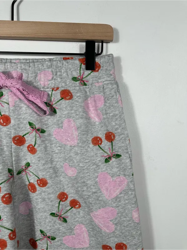 Zoe + Liv Lounge Pajama Pants Cherry‎ Heart Print Gray Women’s Size Small - Image 7