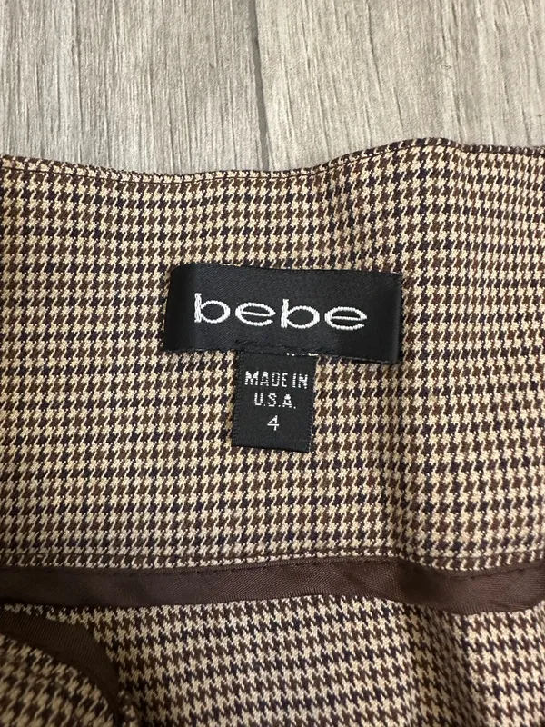 Bebe Houndstooth Pencil Midi Skirt Brown Vintage Size 4 - Image 6