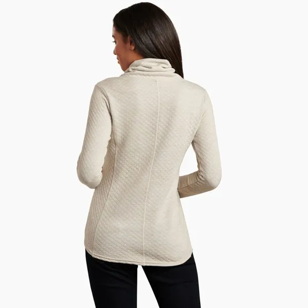 Kuhl Women's Size Medium Athena‎ Pullover Dove Beige Cowl Neck Quilted Pockets - Image 2