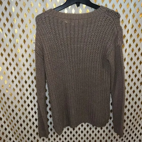Solemio Brown sweater tassels western cowboy size S - Image 3
