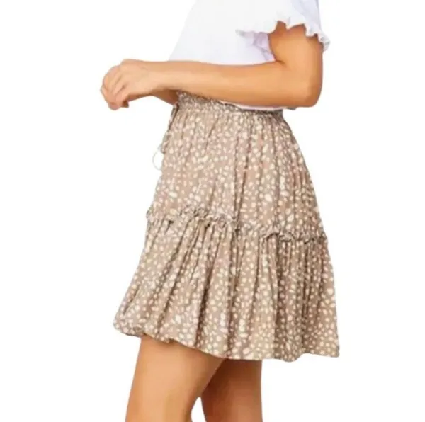 Ruffle patterned mini skirt Brown Size M - Image 3